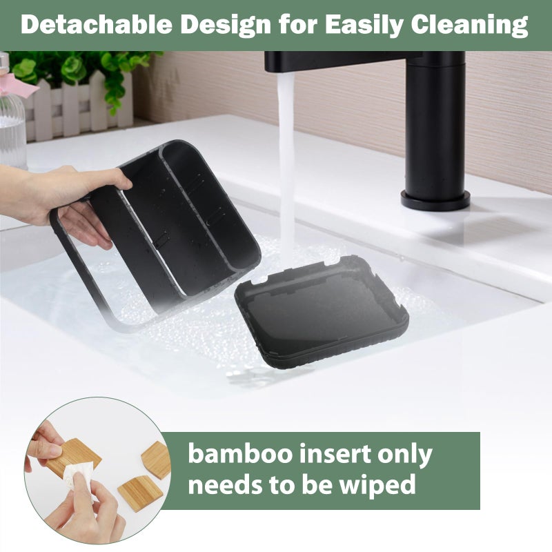 Chintu Toothbrush Holders Bathroom Countertop Organizer-Electric Tooth Brushing Holder 6 Slots Toothbrush Caddy for Counter Organization Kids Family Toothpaste Holder for Vanity Storage Black - Image 3