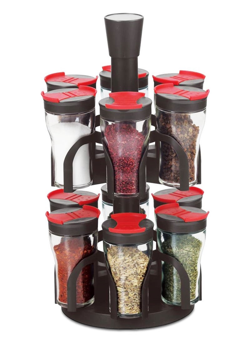 Home Smart Revolving Spice Rack Spinner Counter Top Glass Jar Bottles Set of 13 Pcs for Herbs, Salt and More with Rotating Holder Spice Rack by Home Smart  - Image 1