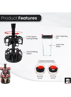 Home Smart Revolving Spice Rack Spinner Counter Top Glass Jar Bottles Set of 13 Pcs for Herbs, Salt and More with Rotating Holder Spice Rack by Home Smart  - Image 2