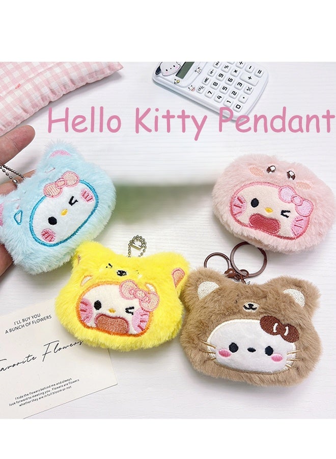 Sanrio 4-Pack Hello Kitty Pendant Cute Plush Keychain Small Kawaii Cat Plush Bag Charm Backpack Accessories Soft Car Keychain - Image 2