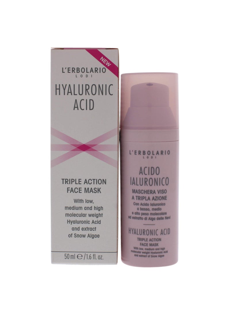 L'Erbolario L'Erbolario Hyaluronic Acid Triple Action Face Mask - Creamy Texture Treatment - Leaves Skin Compact, Moisturized And Surprisingly Radiant - With Hyaluronic Acid And Extract Of Snow Algae - 1.6 Oz 