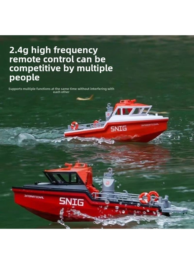 Brushless Turbojet High E Speed Remote Control Speedboat Children's Summer Waterproof Electric Cruise Ship Model Boy Gift Toy-Color:Turbojet Rescue Boat  White Orange-Specification: Top Configuration  - Image 1