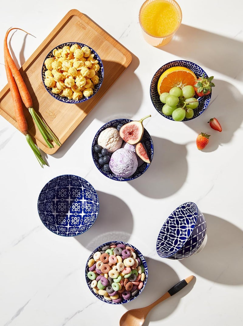 Metahom Blue and White Bowls Ceramic Dessert Bowls 10 Oz Porcelain Bowl Set for Ice Cream Decorative Bowls for Snack Soup Condiments Side Dishes Set of 6 - Image 4