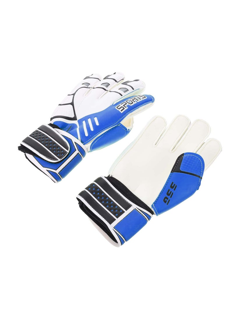 Excefore Children Football Gloves, Kids Youth Football Soccer Goalkeeper Goalie Training Gloves Gear with Strong Grips Palms, Soccer Goalie Goalkeeper Gloves for Kids Boys Children (6# Blue) - Image 1