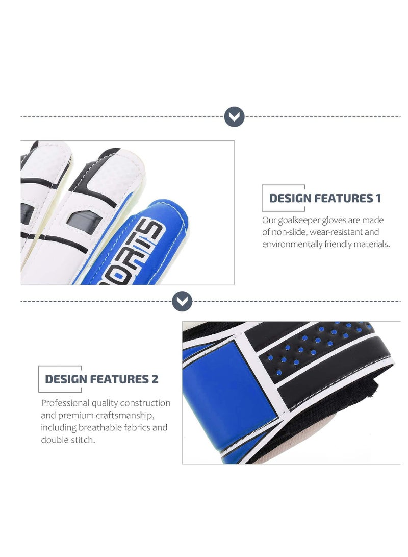 Excefore Children Football Gloves, Kids Youth Football Soccer Goalkeeper Goalie Training Gloves Gear with Strong Grips Palms, Soccer Goalie Goalkeeper Gloves for Kids Boys Children (6# Blue) - Image 4