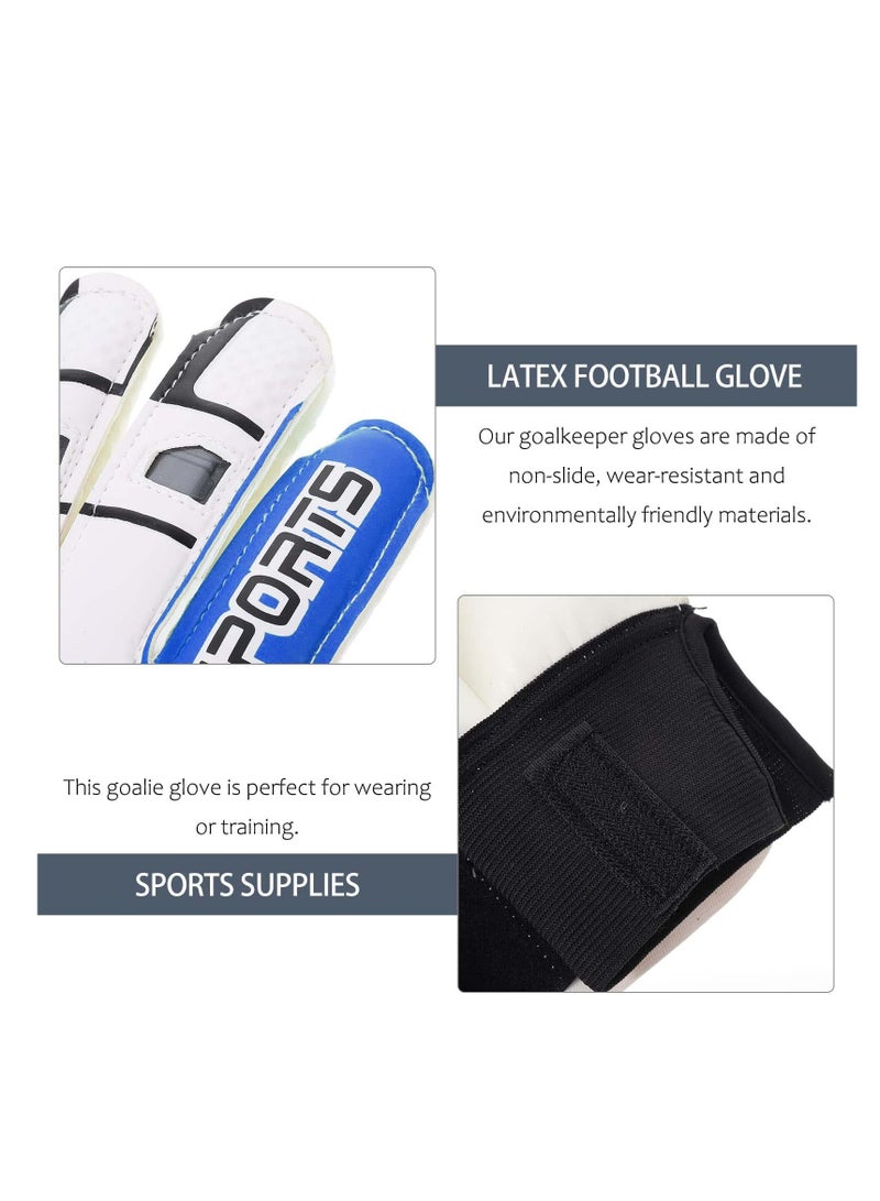 Excefore Children Football Gloves, Kids Youth Football Soccer Goalkeeper Goalie Training Gloves Gear with Strong Grips Palms, Soccer Goalie Goalkeeper Gloves for Kids Boys Children (6# Blue) - Image 5