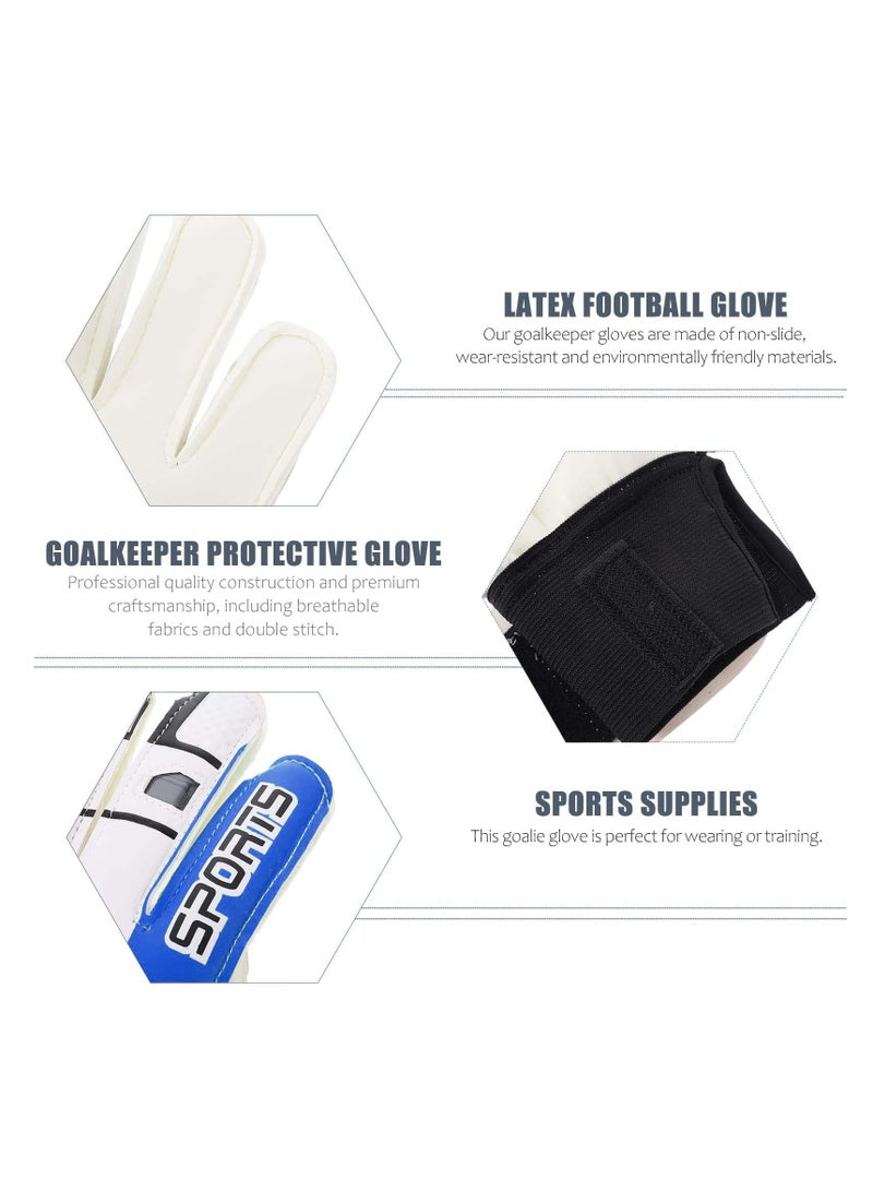 Excefore Children Football Gloves, Kids Youth Football Soccer Goalkeeper Goalie Training Gloves Gear with Strong Grips Palms, Soccer Goalie Goalkeeper Gloves for Kids Boys Children (6# Blue) - Image 2