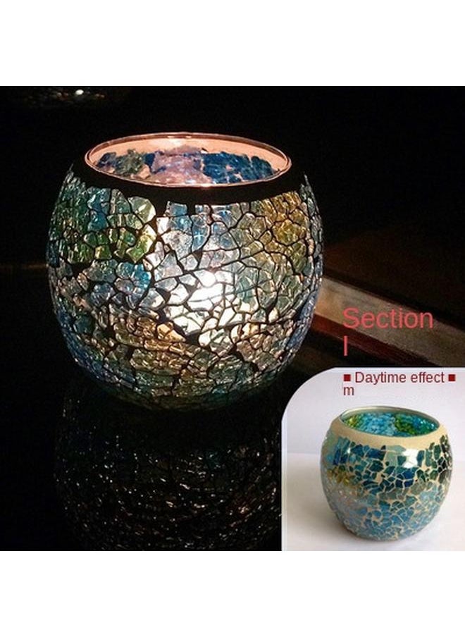 Bluejw - 12 Color Fashion European Style Glass Mosaic Candle Holder Wedding Props Ornaments Bar Decoration Stained Glass Candle Holder - Image 1