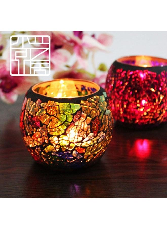 Bluejw - 12 Color Fashion European Style Glass Mosaic Candle Holder Wedding Props Ornaments Bar Decoration Stained Glass Candle Holder - Image 1