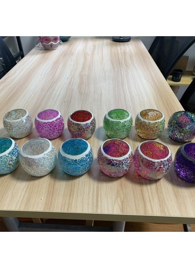 Bluejw - 12 Color Fashion European Style Glass Mosaic Candle Holder Wedding Props Ornaments Bar Decoration Stained Glass Candle Holder - Image 1