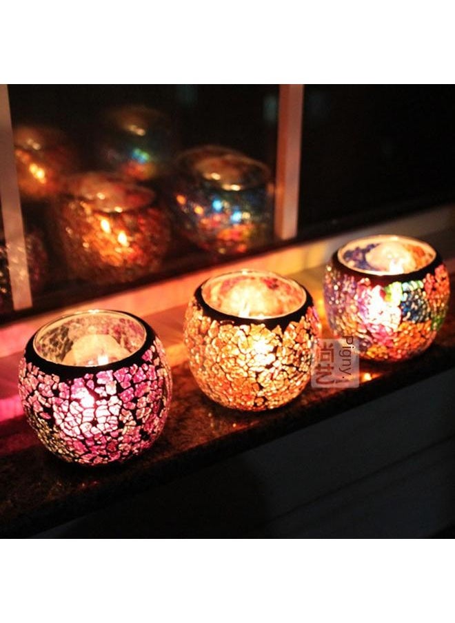 Bluejw - 12 Color Fashion European Style Glass Mosaic Candle Holder Wedding Props Ornaments Bar Decoration Stained Glass Candle Holder - Image 1
