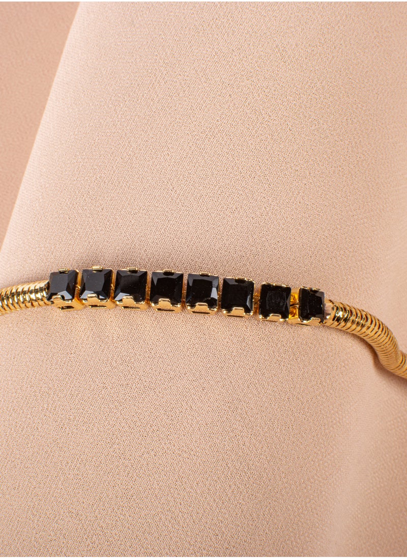 The Black Pearl Accessories - Black Zirconic Cubes Chinese Gold Bracelet - Image 1