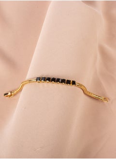 Black Zirconic Cubes Chinese Gold Bracelet