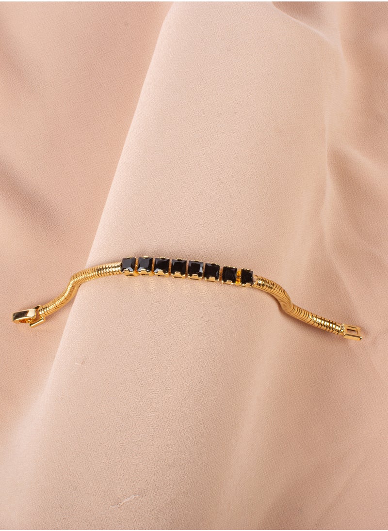 The Black Pearl Accessories - Black Zirconic Cubes Chinese Gold Bracelet - Image 1