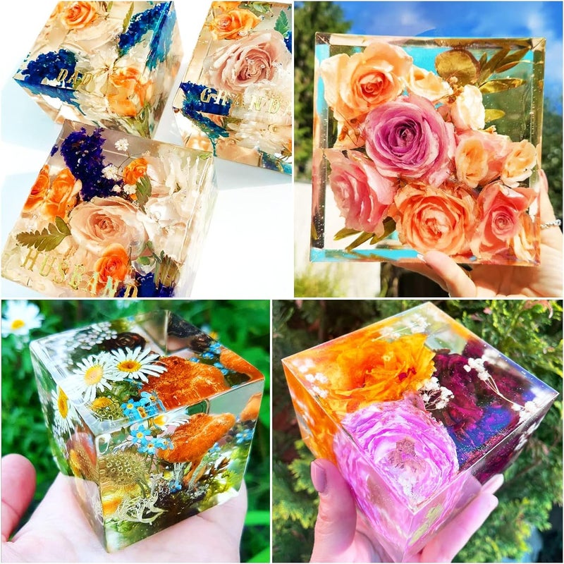 snoogg 4 Pieces Cube Silicone Molds Square Resin Molds Resin Epoxy Casting Molds with 5 Different Sizes for DIY Craft Making - Image 3