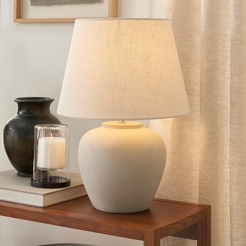 Nourison مصباح طاولة سيراميك نوريسون هوم 20" رمل (بيج فاتح) لغرفة النوم، غرفة المعيشة، الكونسول، المدخل - Image 2