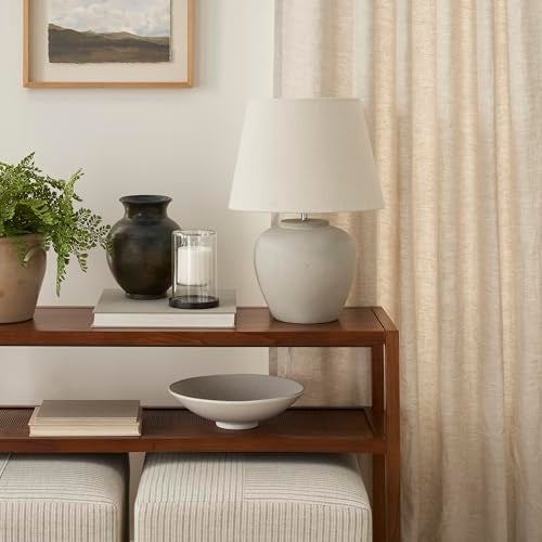 Nourison مصباح طاولة سيراميك نوريسون هوم 20" رمل (بيج فاتح) لغرفة النوم، غرفة المعيشة، الكونسول، المدخل - Image 3