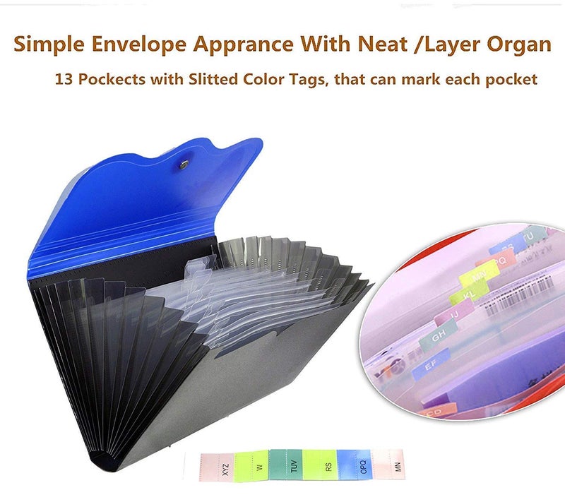 NSSP™ Expanding Cheque Book Holder Case, 12 Pocket Multi Passbook Holder/Bill Folder/Passport/Memo Cards/Cash Storage Pouch Organizer with Elastic Swing (Color May be Vary) Pack of 5 - Image 3