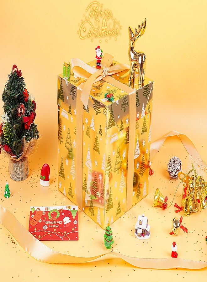 Jaywayang 5 Pack Gold Christmas Gift Boxes with Lids, Ribbons and Tissue Papers Square Gift Boxes - 7.1 Inch - Presents Wrapping Christmas Gift Holiday New Year Party Favor Boxes. - Image 4