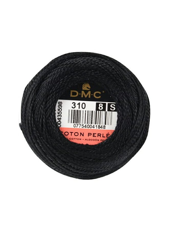 DMC كرات خيط القطن اللؤلؤي DMC 116 8-310، أسود، حجم 8 - Image 2
