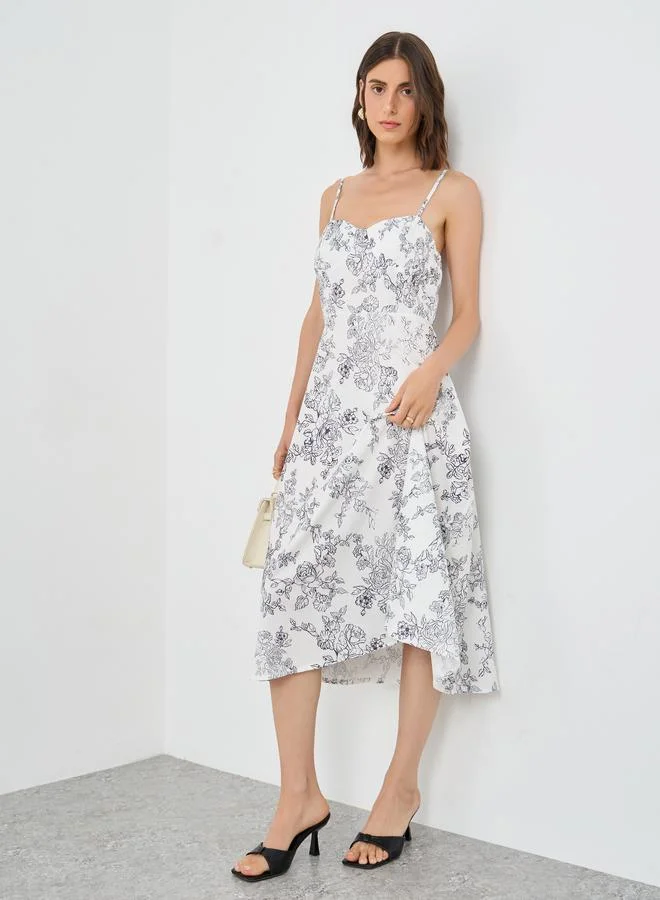 Take Two Take Two Floral Print Sweetheart Neck Cami Midi Dress