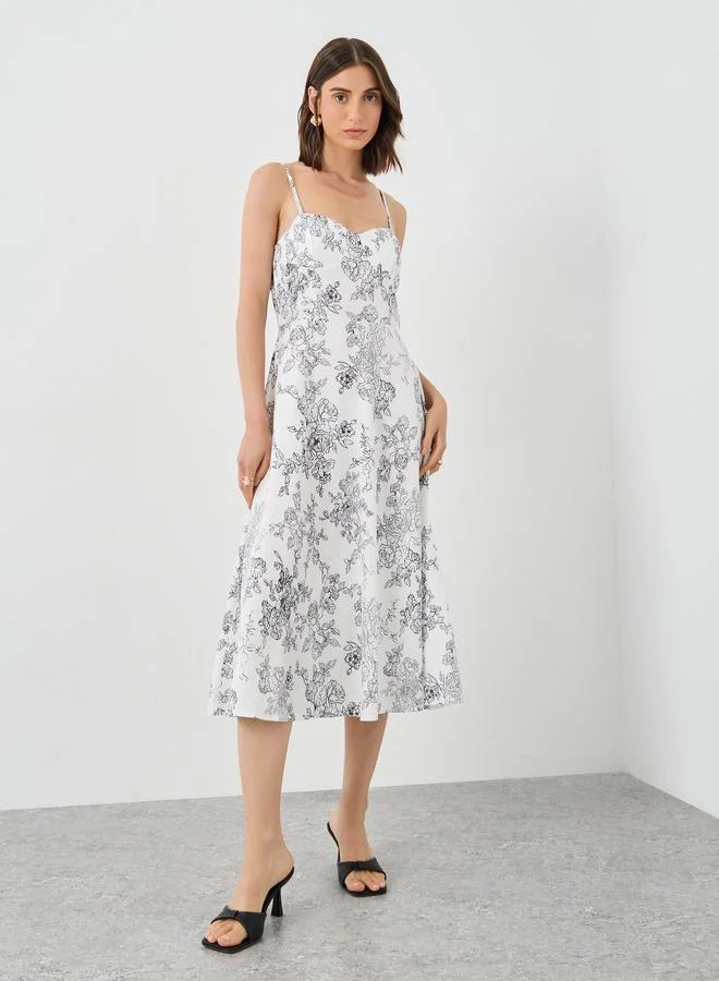 Take Two Take Two Floral Print Sweetheart Neck Cami Midi Dress
