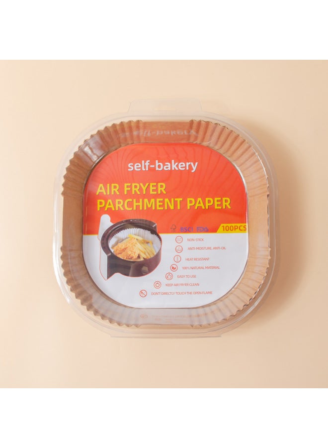 Air Fryer Paper Special Paper Customized Air Fryer Special Paper Plate Food Grade Air Fryer Paper-Color:White-Specifications:Square 20cm +4.5cm Blister Box 100  - Image 1
