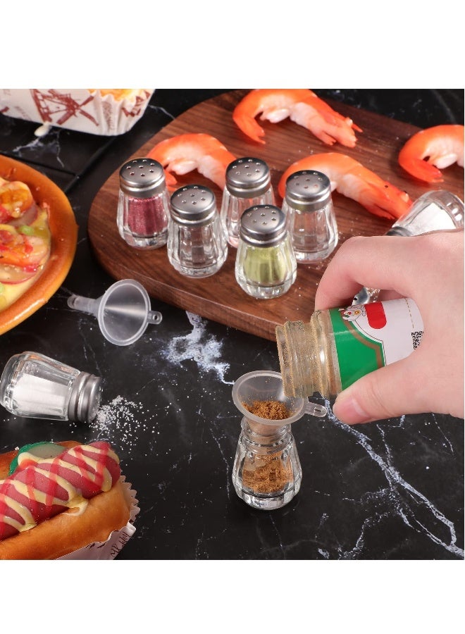 Set of 12 Clear Glass Salt and Pepper Shakers with Stainless Steel Tops - Perfect for Weddings, Parties & Events, Includes Funnel Tool for Easy Filling - Image 5