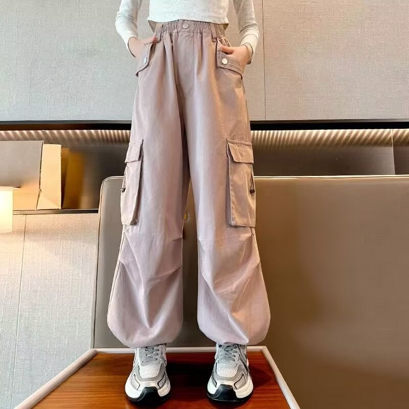 Girls' Pants Children'S Straight-Leg Wide-Leg Pants Girls' Big Boys Junior High School Students Street Dance Trendy Cool Wear And Dress Pants With Legs - Image 4