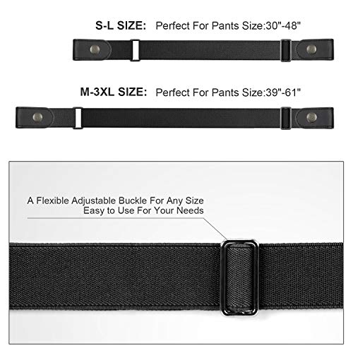 WHIPPY No Buckle Stretch No Show Belt for Men 1.38 inches Wide, Buckless Invisible Elastic Belt for Jeans Pants (Black, Small Size 30-48 inches) - Image 5