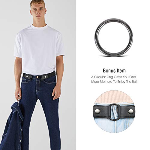 WHIPPY No Buckle Stretch No Show Belt for Men 1.38 inches Wide, Buckless Invisible Elastic Belt for Jeans Pants (Black, Small Size 30-48 inches) - Image 3