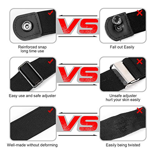 WHIPPY No Buckle Stretch No Show Belt for Men 1.38 inches Wide, Buckless Invisible Elastic Belt for Jeans Pants (Black, Small Size 30-48 inches) - Image 4