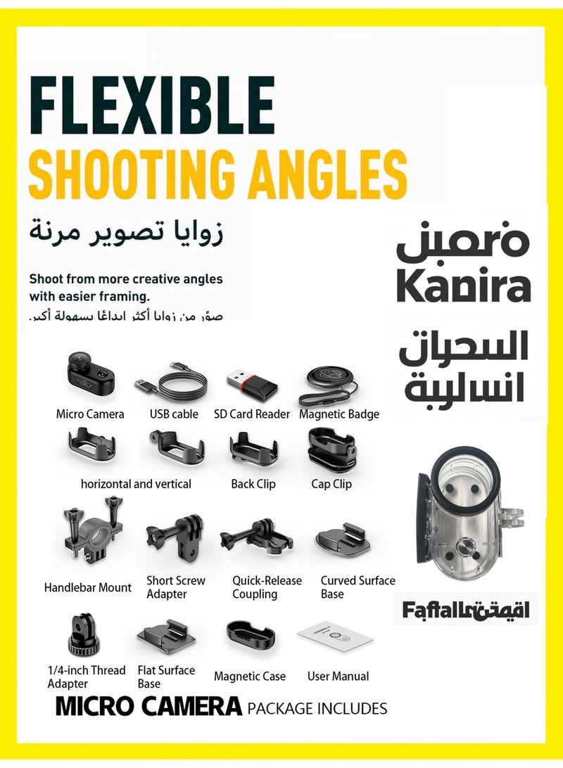 كاميرا جسم مصغرة، كاميرا حركة قابلة للارتداء، كاميرا جسم بحجم الإبهام للتسجيل بدون استخدام اليد، كاميرا فيديو محمولة عالية الجودة يمكن تركيبها في أي مكان، مناسبة للمشي مع الحيوانات الأليفة، العمل والسفر (128 جيجابايت) - Image 5