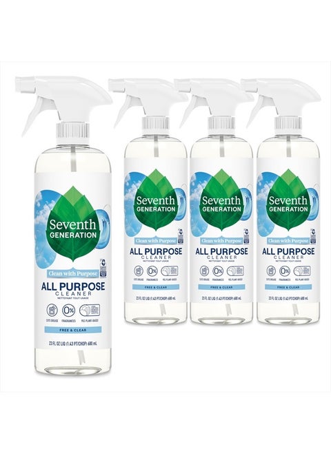All Purpose Cleaner, Biodegradable Formula, Free & Clear, 23 oz (Pack of 4)
