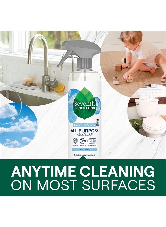 All Purpose Cleaner, Biodegradable Formula, Free & Clear, 23 oz (Pack of 4)