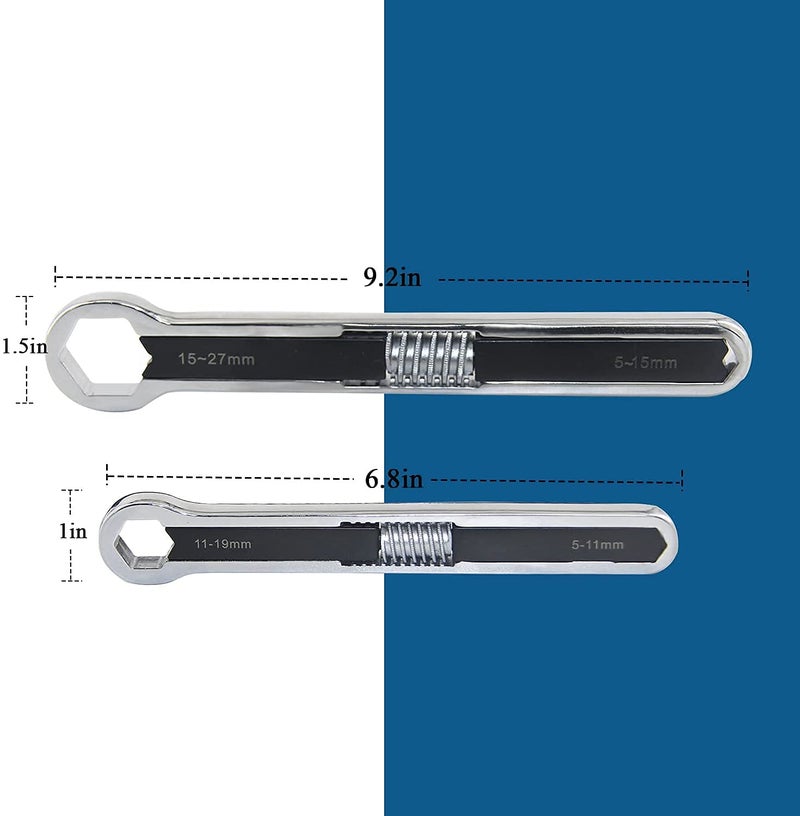 OVERA مفتاح ربط مزدوج الطرف، مفتاح صندوق مائل، 5-15 مم-15-27 مم، مفتاح ربط عالمي مزدوج الرأس، مفتاح توركس متعدد الوظائف قابل للتعديل من الفولاذ الكربوني، لبراغي وصواميل، كبير - Image 3