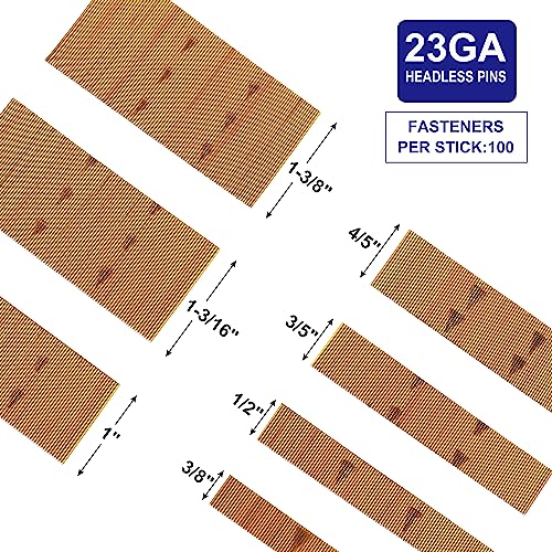 HW HAMWOO HAMWOO 14000 pcs 23 Gauge Pin Nails, Headless Pinner Nails, 7 Sizes Assorted 3/8 Inch to 1-3/8 Inch for Molding Cabinetry Building,photo frame,handicrafts Assembly - Image 4