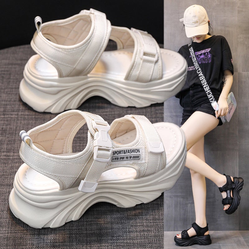 Sports Sandals Women's 2023 Summer New Thick Sole Students Spring and Summer Beach Shoes Velcro Light Women's Shoes - Image 2