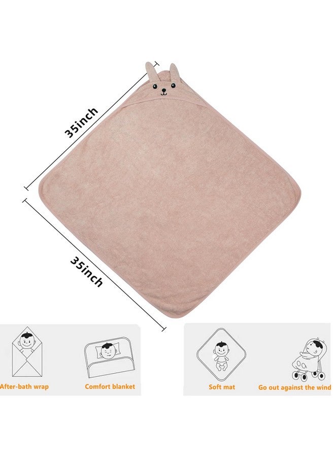 ROMASA Baby Bath Towel with Hooded Cute Design Ultra Soft Thick Cotton Bath Towel Shower Gift for Newborn,35X35 inches (Pink) - Image 2