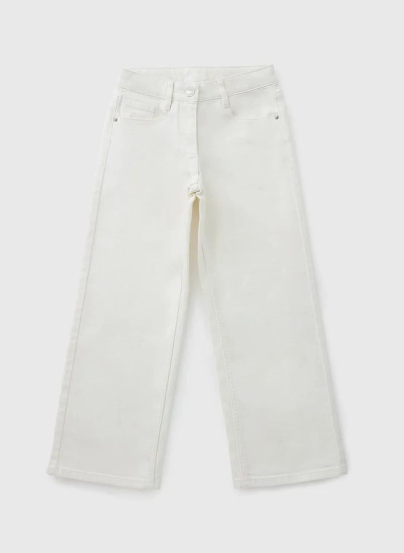 Matalan Girls Ecru Wide Leg Jeans