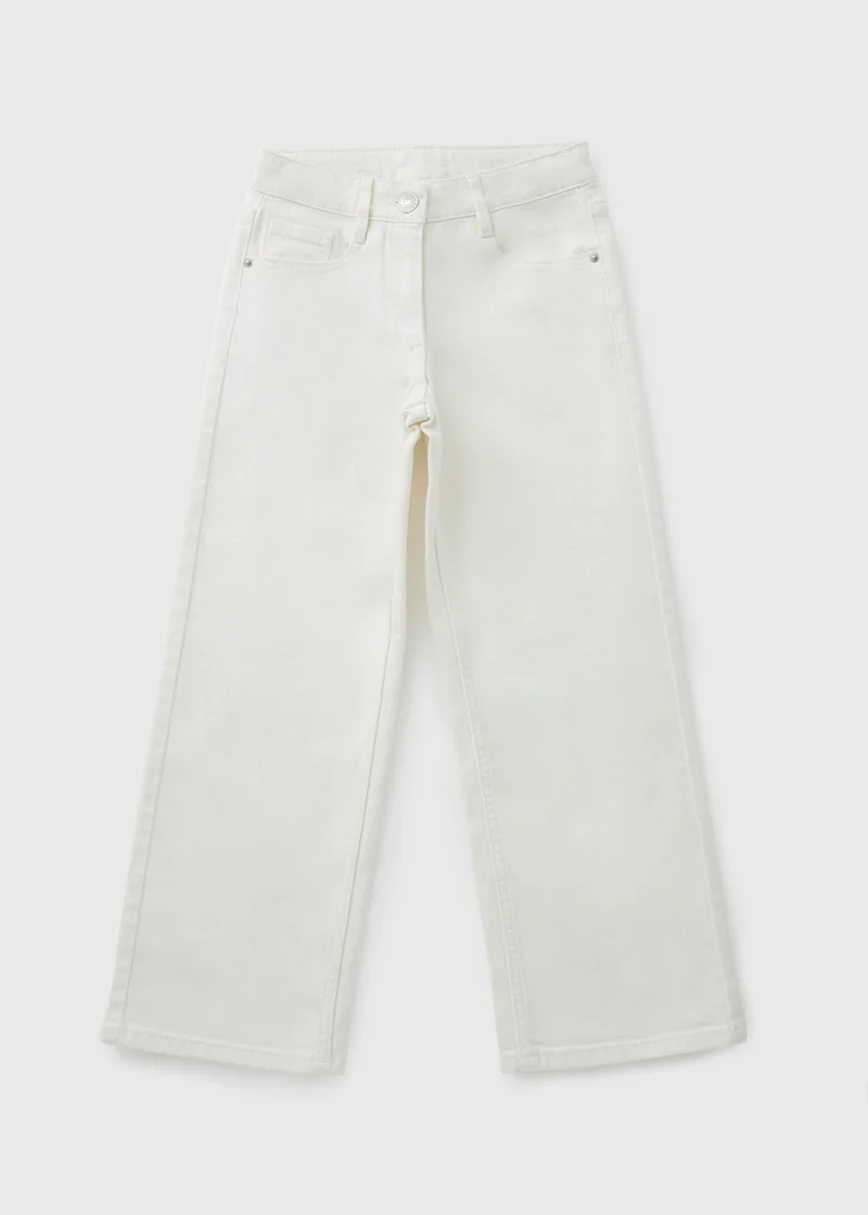 ماتلان Girls Ecru Wide Leg Jeans