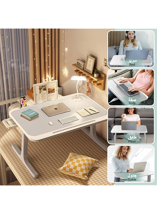 erorex Laptop Desk For Bed Foldable Lap Desk Computer Bed Table Tray With Wireless Charging Light Phone Slot Storage Drawer Portable Study Table Notebook Stand Reading Holder For Working Eating Writing - Image 5