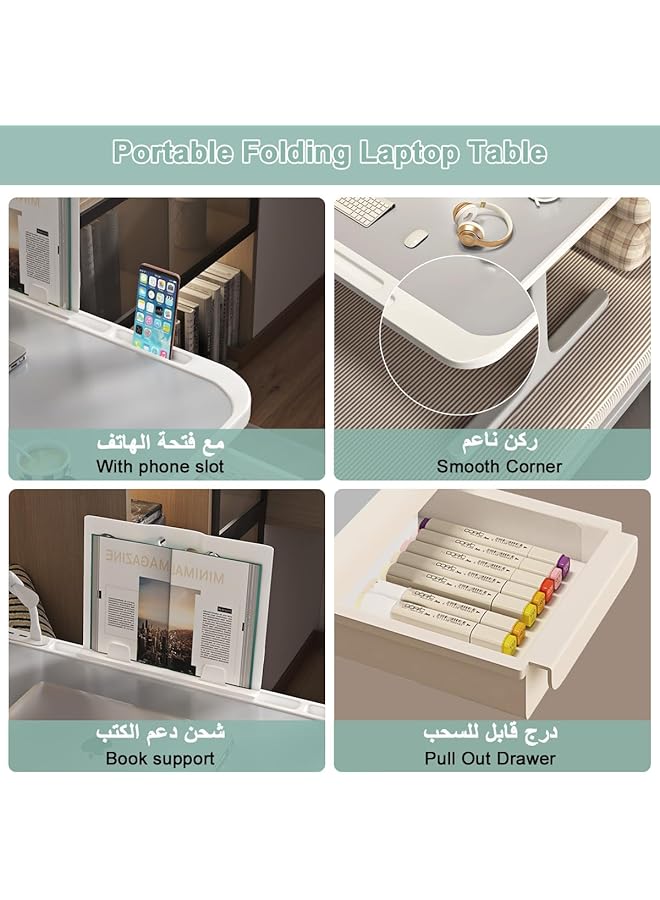 erorex Laptop Desk For Bed Foldable Lap Desk Computer Bed Table Tray With Wireless Charging Light Phone Slot Storage Drawer Portable Study Table Notebook Stand Reading Holder For Working Eating Writing - Image 4