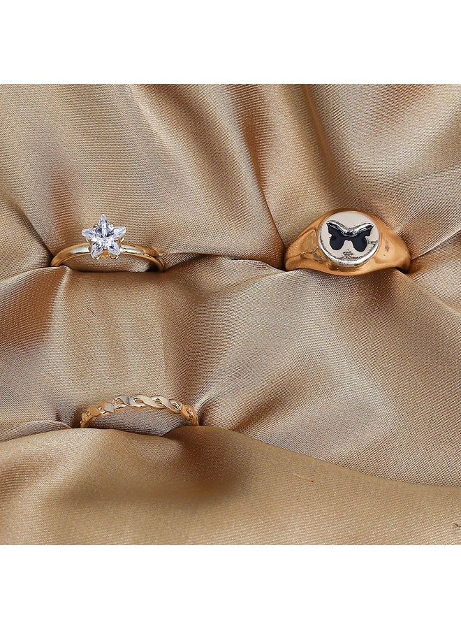 FLUFFY Black Flower Earing-Gold  - Image 1