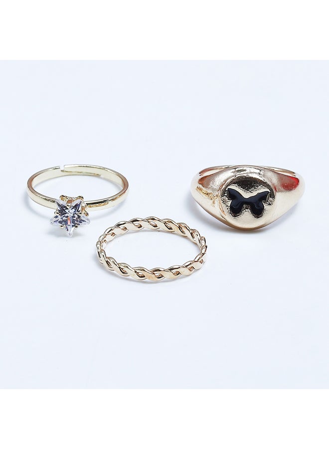 FLUFFY Black Flower Earing-Gold  - Image 2