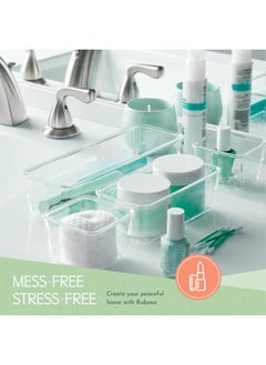 Arabest 25 PCS Clear Plastic Drawer Organizers Set, 4 Sizes Clear Drawer Organizers & storage Bins for Makeup/Jewelry Vanity, Kitchen Gadgets Or Office Desk. Bathroom Drawer Organizer Trays With Non-Slip Pads  - Image 4