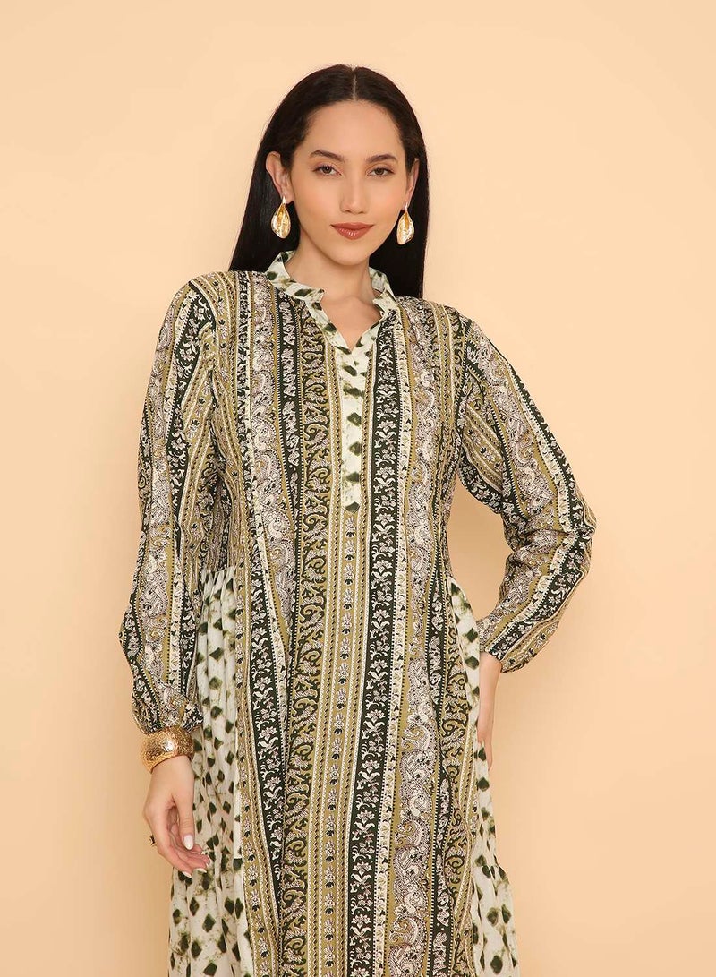 HANA & SARA Unique printed arabic jalabiya dress for women - Image 3