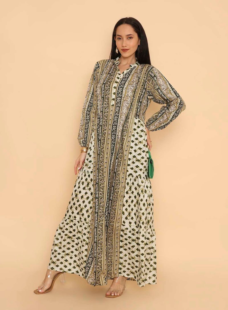 HANA & SARA Unique printed arabic jalabiya dress for women - Image 1