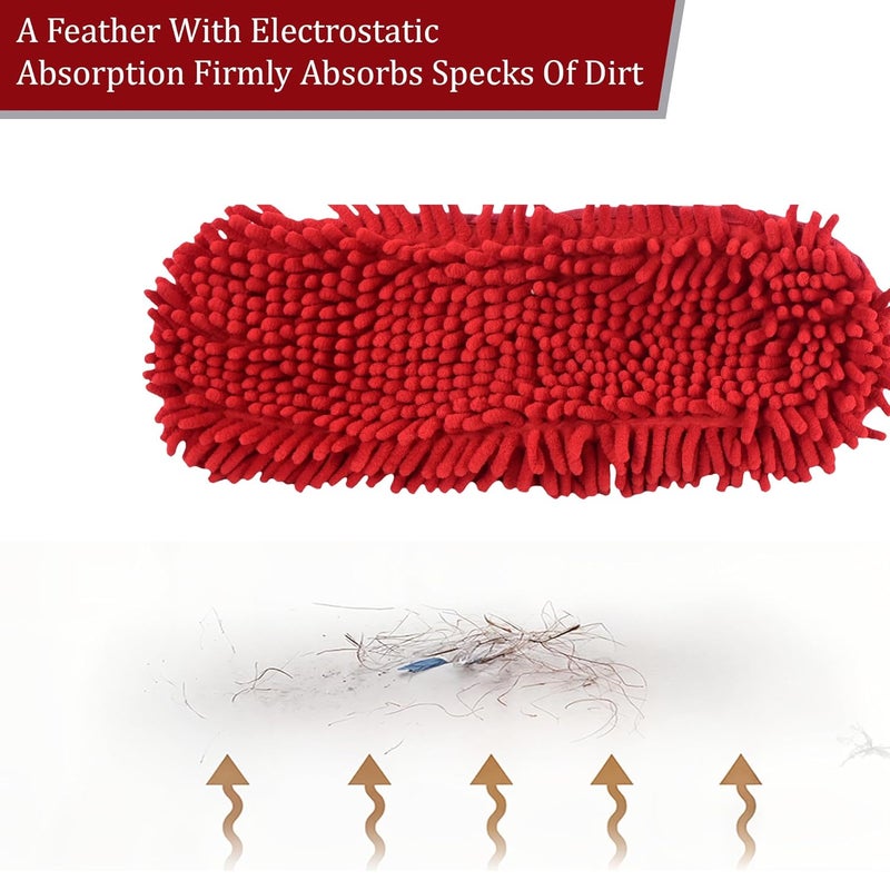 Kuber Industries Pack of 2 Extendable Microfibre Duster for Home Cleaning Dust Spider Web Cleaner Stick Washable Dusting Brush for Home Car Cleaning Accessories Blue Red - Image 5