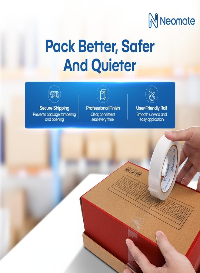 Neomate شريط لاصق نيوميت منخفض الضوضاء | 1 بوصة (24 مم × 65 م)، شفاف | مجموعة من 3 قطع | شريط لاصق متعدد الاستخدامات للمكتب والمنزل والمشاريع الحرفية - Image 3
